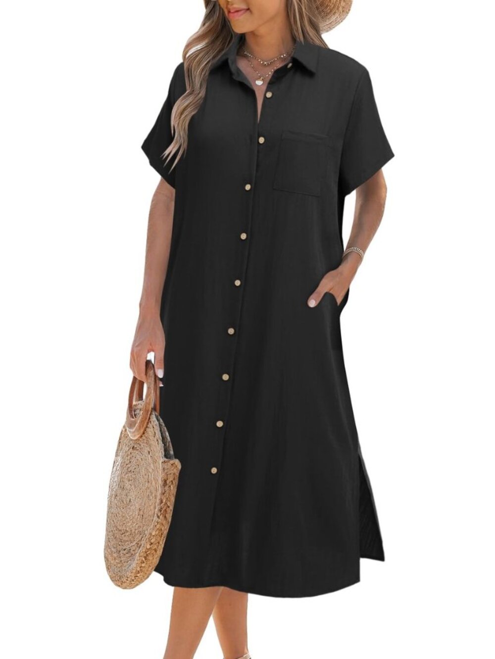 Women Dresses Summer Casual Short Sleeve Button Down Shirt Dresses 2026 Beach